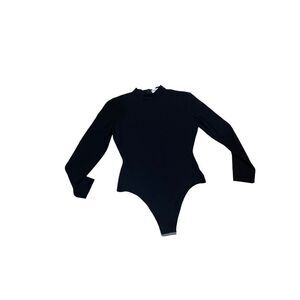 Vintage  Isabelle Allard Black Long Sleeve Low Turtleneck Bodysuit Women size 14